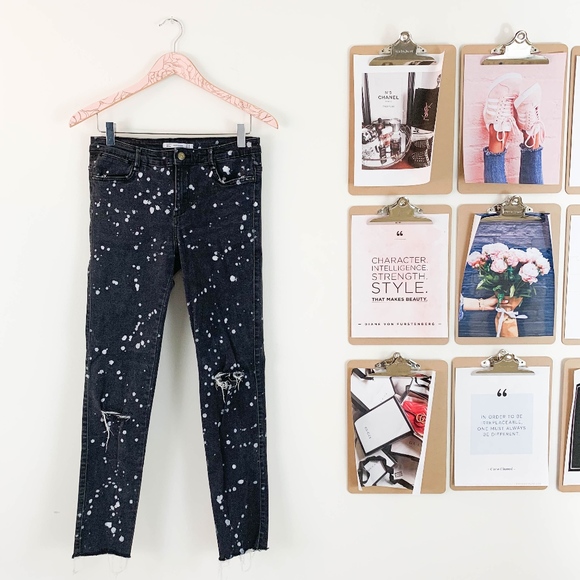 black paint splatter jeans womens